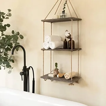 TIMEYARD Rustic 3-Tier Hanging Shelf for Home Decor