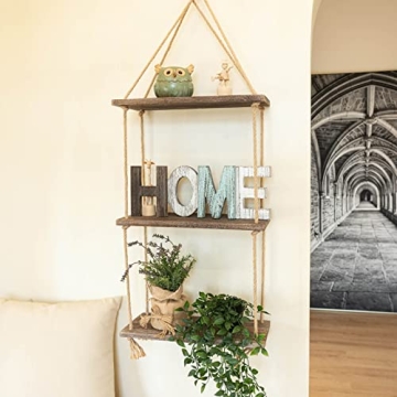 TIMEYARD Rustic 3-Tier Hanging Shelf for Home Decor
