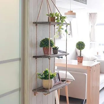 TIMEYARD Rustic 3-Tier Hanging Shelf for Home Decor