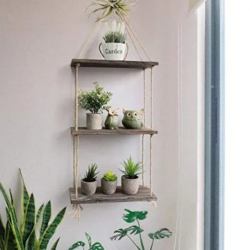 TIMEYARD Rustic 3-Tier Hanging Shelf for Home Decor