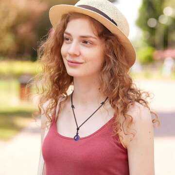 COAI Genuine Round Purple Crystal Amethyst Necklace for Women Men Birthstone Necklace