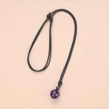 COAI Genuine Round Purple Crystal Amethyst Necklace for Women Men Birthstone Necklace