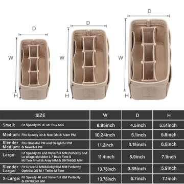 ZTUJO Purse Organizer Insert - Stylish and Functional Handbag Solution, 13 Colors, 6 Sizes