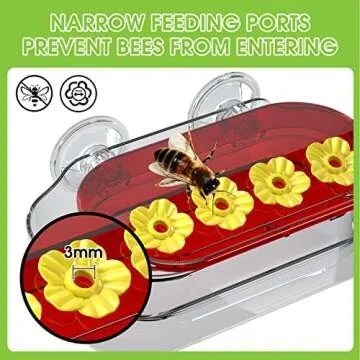 Redboat Window Hummingbird Feeder, Strong Suction Cup Hummingbird Feeder with 4 Feeding Ports, Easy to Clean and Refill Plastic Humming Bird Feeder, 1 Pack, 10oz