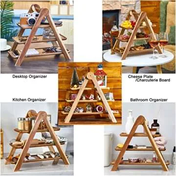 Elegant Noriginalic Acacia Wood Serving Platters 3 Tier Stand