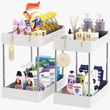 Tailide Under Sink Organizer, 2 Tier Bathroom Cabinet Organizer, Under Bathroom Sink Organizers and ...