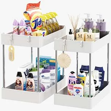 Tailide Under Sink Organizer, 2 Tier Bathroom Cabinet Organizer, Under Bathroom Sink Organizers and ...