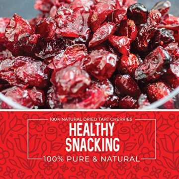 Herbaila Dried Cherries Tart Cherry, Montmorency Tart Cherries, Dried Sour Cherries Fresh, Montmorency Dried Tart Cherries, Dried Cherries, All-Natural Whole Sour Cherry (1lb)