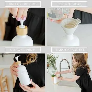 Elegant Kitchen Soap Dispenser Set with Bamboo Base