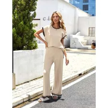 Ekouaer Women's Matching Sets Knit Sweater Sets – Stylish and Comfortable Two-Piece Outfit for Eve...