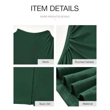 BTFBM Women Bodycon Maxi Dress Long Sleeve Back Slit Ruched Elegant Party Cocktail Formal Fall Wedding Guest Dresses(Dark Green, Medium)