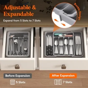 Lifewit Silverware Drawer Organizer | Expandable & Adjustable Kitchen Storage