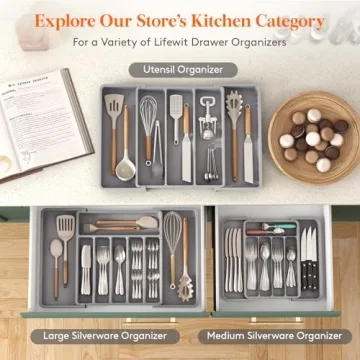 Lifewit Expandable Silverware Drawer Organizer - BPA Free Utensil Tray