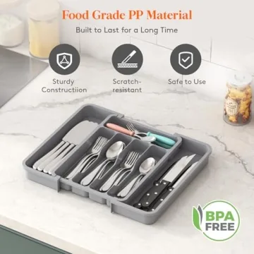 Lifewit Expandable Silverware Drawer Organizer - BPA Free Utensil Tray