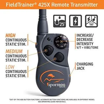 SportDOG Brand FieldTrainer 425X Remote Training Collar, E Collar for Dogs - Waterproof Dog Trainer, Submersible Up to 25 Feet, Rechargeable Dog Training Collar with Remote Shock, Vibrate, and Tone