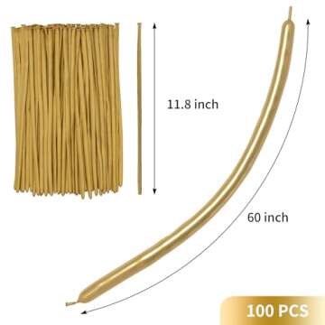 RUBFAC 260 Long Balloons, Metallic Gold Twisting Balloons 100pcs Gold Balloons Magic Balloons Animal Balloons for Party, Carnivals, Birthday, Wedding Party Decorations