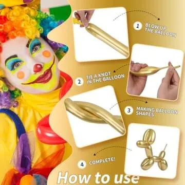 RUBFAC 260 Long Balloons, Metallic Gold Twisting Balloons 100pcs Gold Balloons Magic Balloons Animal Balloons for Party, Carnivals, Birthday, Wedding Party Decorations