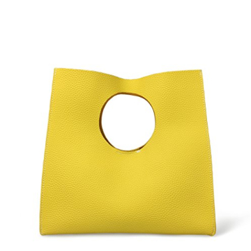 HOXIS Vintage Minimalist Style Soft PU Leather Handbag Clutch - Stylish Tote in Yellow