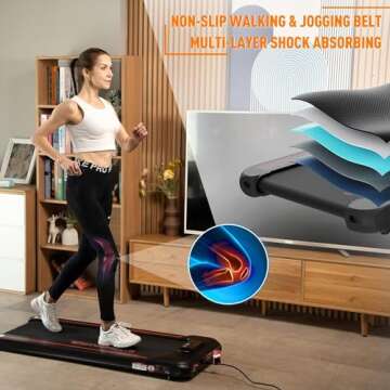 Under Desk Treadmill Portable Walking Pad, Adjustable Speed with APP, LCD Screen & Calorie Counter, ...