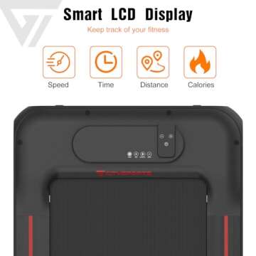 Under Desk Treadmill Portable Walking Pad, Adjustable Speed with APP, LCD Screen & Calorie Counter, Ultra Thin and Silent, Intended for Home/Office (Black Red)