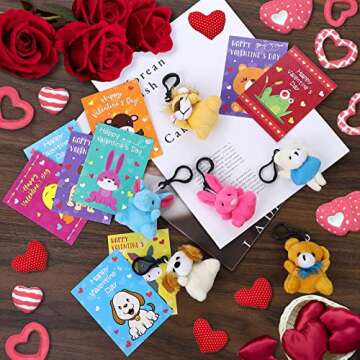 28 Pack Valentine's Day Gift Set for Kids with Plush Toys