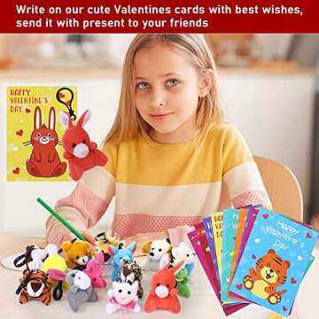 28 Pack Valentine's Day Gift Set for Kids with Plush Toys