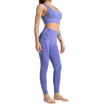 WodoWei Women 2 Piece Workout Outfits Sports Bra Seamless Leggings Yoga Gym Activewear Set (YO610-bl...