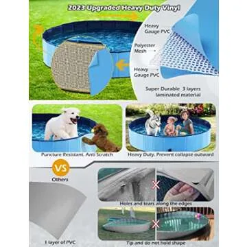 Jasonwell Foldable Dog Pet Bath Pool Collapsible Dog Pet Pool Bathing Tub Kiddie Pool Doggie Wading Pool for Puppy Small Medium Large Dogs Cats and Kids 39.5" Blue