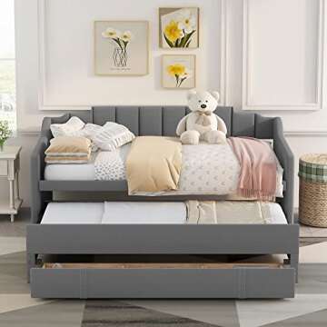 Stylish MERITLINE Twin Upholstered Daybed with Trundle