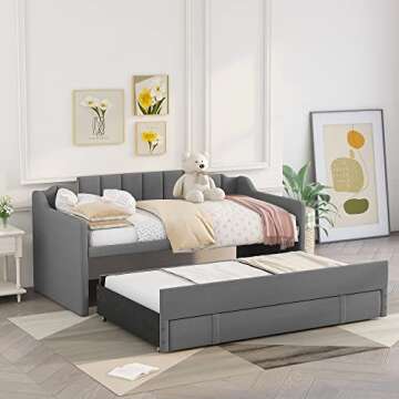 Stylish MERITLINE Twin Upholstered Daybed with Trundle