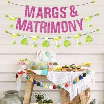 Margs And Matrimony Bachelorette Decorations - 321 pcs: 1 Margarita Banner, 20 Margarita Balloons, 300 Margarita Confetti - Perfect for Margarita Bachelorette Party and Mexican Fiesta Party