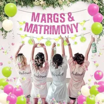 Margs And Matrimony Bachelorette Decorations - 321 pcs: 1 Margarita Banner, 20 Margarita Balloons, 300 Margarita Confetti - Perfect for Margarita Bachelorette Party and Mexican Fiesta Party