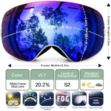 Juli Ski Goggles,Winter Snow Sports Snowboard Goggles with Anti-Fog UV Protection Interchangeable Sp...