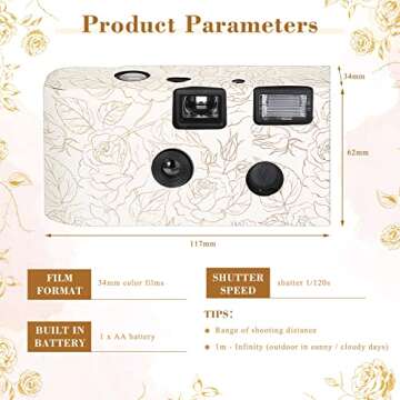 5 Pcs Disposable Camera for Wedding Bulk, Color Film Single Use Camera Bulk with Flash 34 mm Disposa...