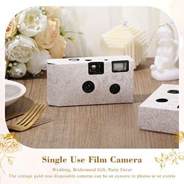 5 Pcs Disposable Camera for Wedding Bulk, Color Film Single Use Camera Bulk with Flash 34 mm Disposable Cameras One Time Camera for Gathering Wedding Travel (Rose)