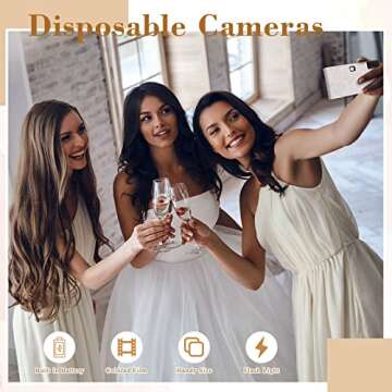 5 Pcs Disposable Camera for Wedding Bulk, Color Film Single Use Camera Bulk with Flash 34 mm Disposable Cameras One Time Camera for Gathering Wedding Travel (Rose)