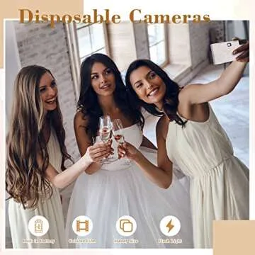 5 Pcs Disposable Camera for Wedding Bulk, Color Film Single Use Camera Bulk with Flash 34 mm Disposable Cameras One Time Camera for Gathering Wedding Travel (Rose)