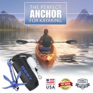 Best Marine and Outdoors Kayak Anchor, 3.5 Pound Anchor System Kit for Kayaks, Canoes, SUP Paddle Bo...