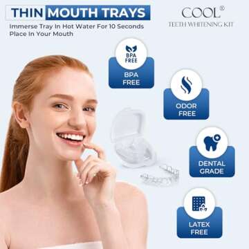 Teeth Whitening Trays Moldable 4 Dental Trays 2 Retainer Case Teeth Trays for Tooth Whitening Gel Co...