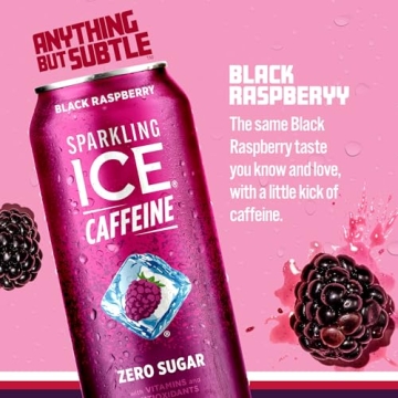 Sparkling Water with Caffeine - Black Raspberry Flavor