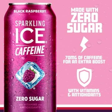 Sparkling Water with Caffeine - Black Raspberry Flavor
