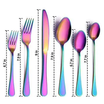 Rainbow Silverware Set,24-Piece Stainless Steel Colorful Flatware Set,Cutlery Tableware Set for 4,Utensils for Kitchens,Mirror Finish,Dishwasher Safe