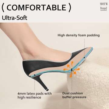 IDIFU Black High Heels Pumps Closed Toe Heels Women's Pumps Stiletto Pointed Toe Dress Shoes Wedding Prom Bridal Work Office Bride Trendy Dressy Comfortable Classic Pumps Shoes(Black Pu,8.5)