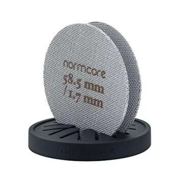 Normcore 2 Packs 58.5mm Puck Screen with Stand - Reusable Contact Shower Screen with Silicone Holder - 1.7mm / 1.0mm Thickness 150μm Mesh - Compatible with Espresso Machine 58mm Portafilter Basket