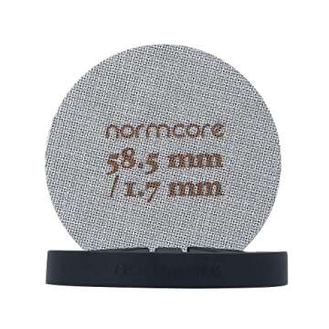 Normcore 2 Packs 58.5mm Puck Screen with Stand - Reusable Contact Shower Screen with Silicone Holder - 1.7mm / 1.0mm Thickness 150μm Mesh - Compatible with Espresso Machine 58mm Portafilter Basket