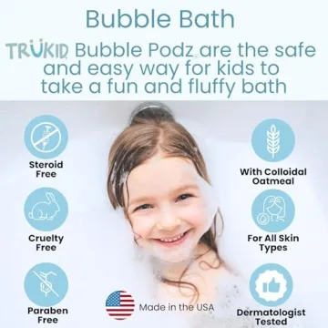TruKid Bubble Podz Bubble Bath for Baby & Kids, NEA-Accepted for Eczema, Gentle Refreshing Colloidal Oatmeal Bath Bomb for Sensitive Skin, pH Balance 7 for Eye Sensitivity, Unscented (24 Podz)