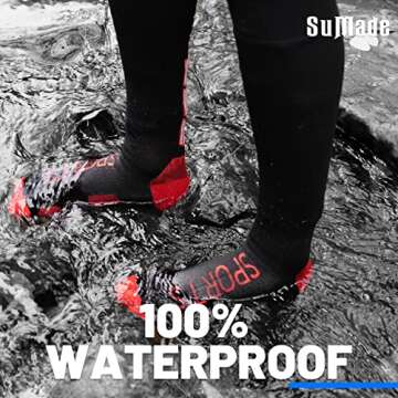 SuMade Long Waterproof Hiking Socks Knee High, Women Youth Golf Socks Summer Windproof Moisture Wicking Fishing Hunting Socks Liners 1 Pair (Black,X-Small)