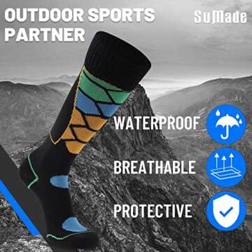 SuMade Long Waterproof Hiking Socks Knee High, Women Youth Golf Socks Summer Windproof Moisture Wicking Fishing Hunting Socks Liners 1 Pair (Black,X-Small)