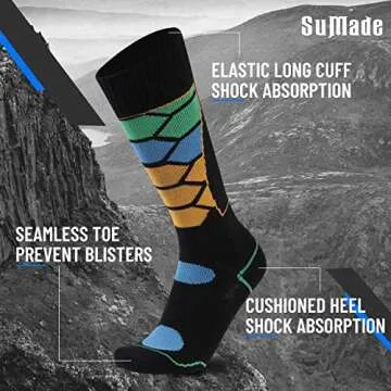 SuMade Long Waterproof Hiking Socks Knee High, Women Youth Golf Socks Summer Windproof Moisture Wicking Fishing Hunting Socks Liners 1 Pair (Black,X-Small)