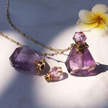 ZENGORI 1 Pcs Natural Amazonite Perfume Bottle Pendant Long Necklace 26" WX1170-N2-Amazonite